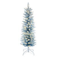 Vickerman Flocked Baby Blue Fir Pencil Artificial Christmas Tree