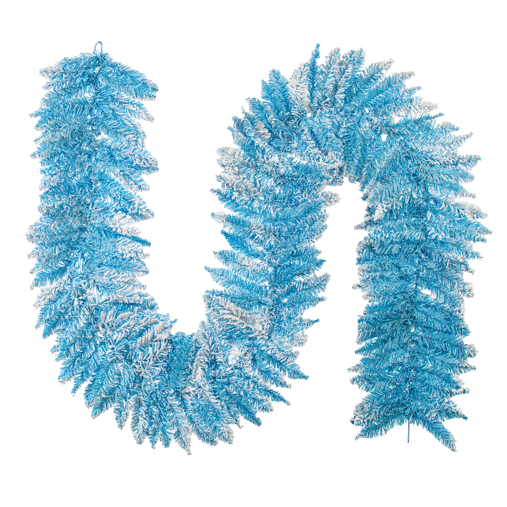 Vickerman 9' x 12" Flocked Baby Blue Pencil Fir Artificial Garland