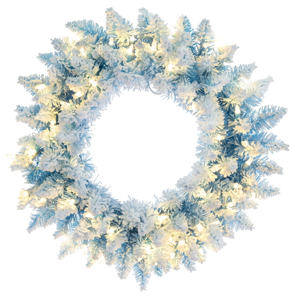 Vickerman Flocked Baby Blue Pencil Fir Artificial Wreath