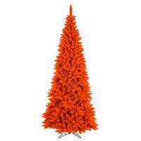 Vickerman Artificial Slim Flocked Orange Fir Christmas Tree