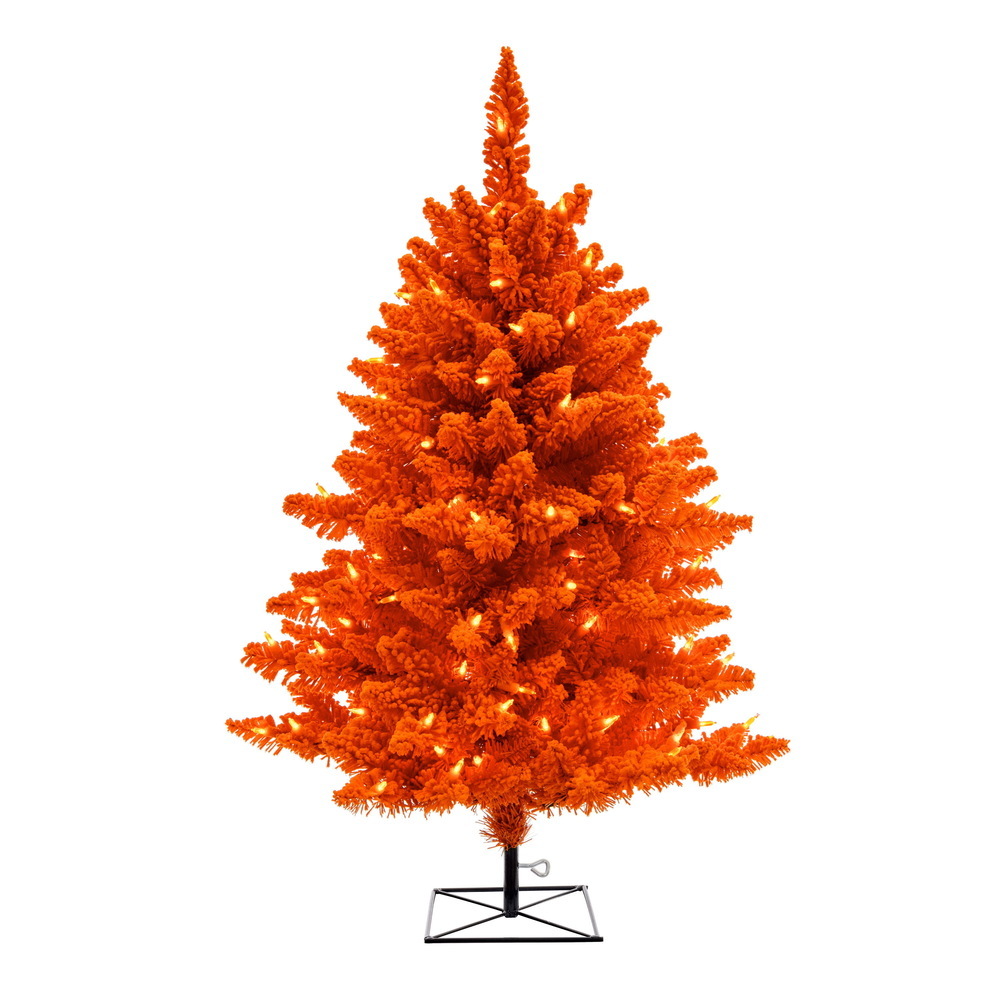 Vickerman Artificial Flocked Orange Fir Christmas Tree