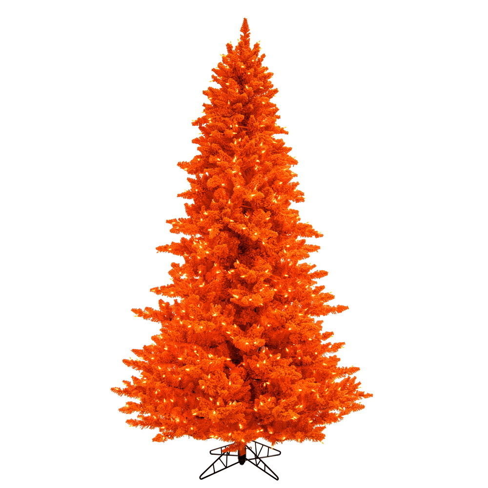 Vickerman Artificial Flocked Orange Fir Christmas Tree
