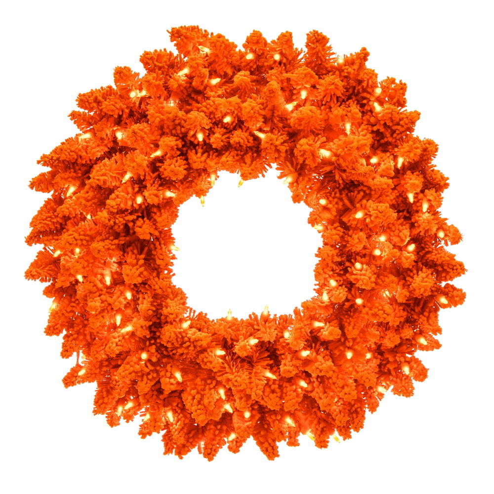 Vickerman Artificial Flocked Orange Fir Wreath