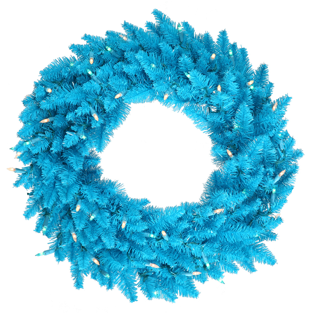 Vickerman Sky Blue Artificial Christmas Wreath