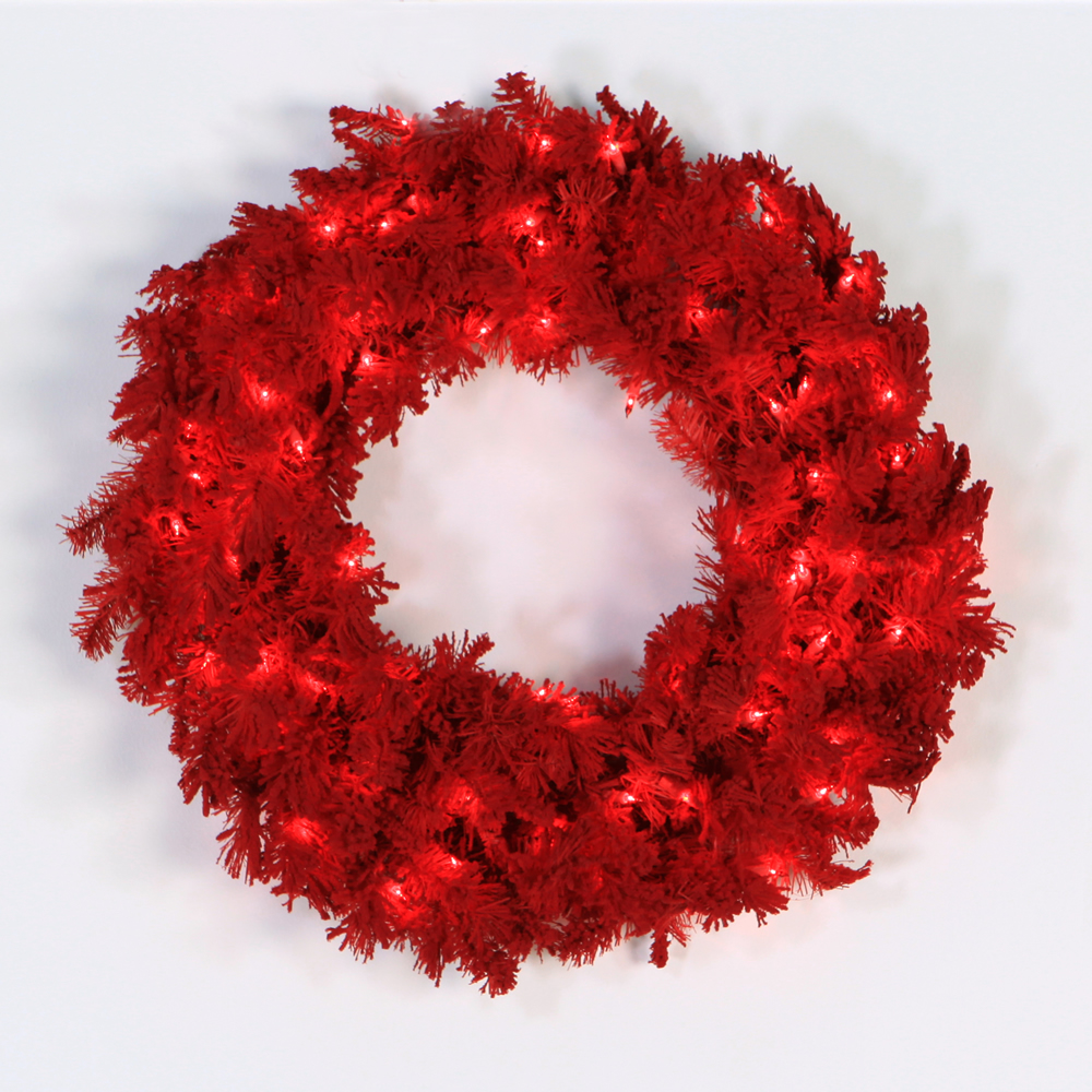 Vickerman Flocked Red Artificial Christmas Wreath