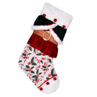 21" Holly Berry Velvet Belt Stocking