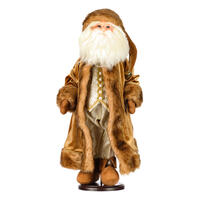 24" Mocha Velvet Santa Doll with Stand