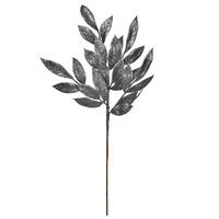 22" Pewter Glitter BayLeaf Spray 12/Bg