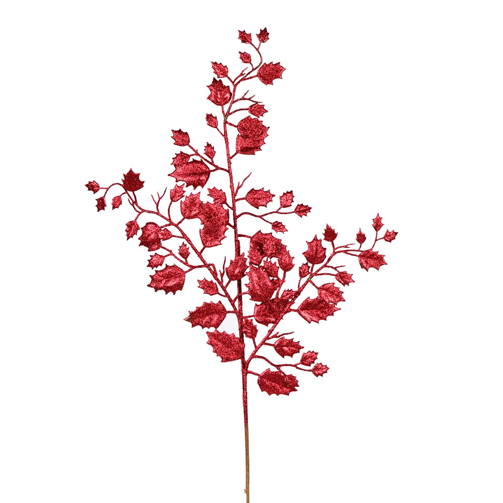 Vickerman 27" Glitter Holly Leaf Aritificial Christmas Spray