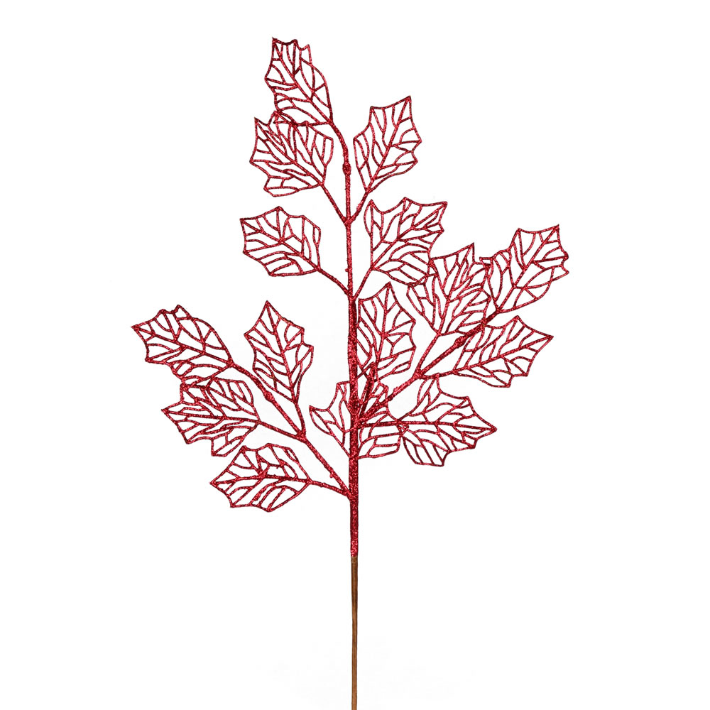 Vickerman 21" Glitter Holly Leaf Lace Aritificial Christmas Spray
