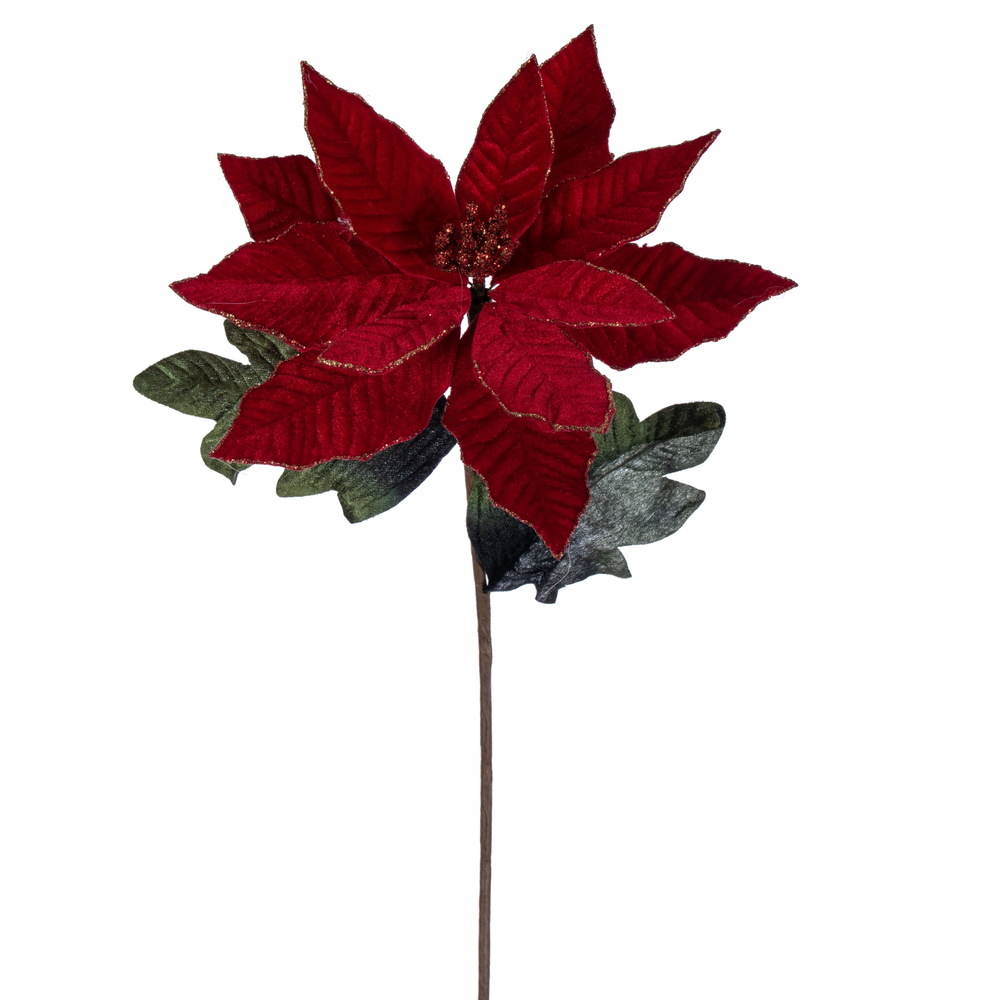 Vickerman Poinsettia Ball and Fern Decorated Spray