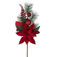Vickerman Poinsettia Ball and Fern Decorated Spray