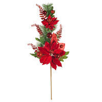 Vickerman Poinsettia Ball and Fern Decorated Spray