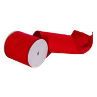 Vickerman Red Canvas Wired Outdoor Ribbon