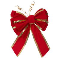Vickerman Red Velvet-Gold Trim Hand Tied UV Bow