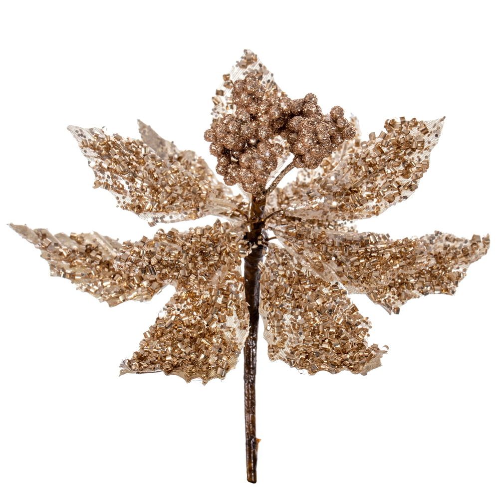 Vickerman Glitter Poinsettia Stem