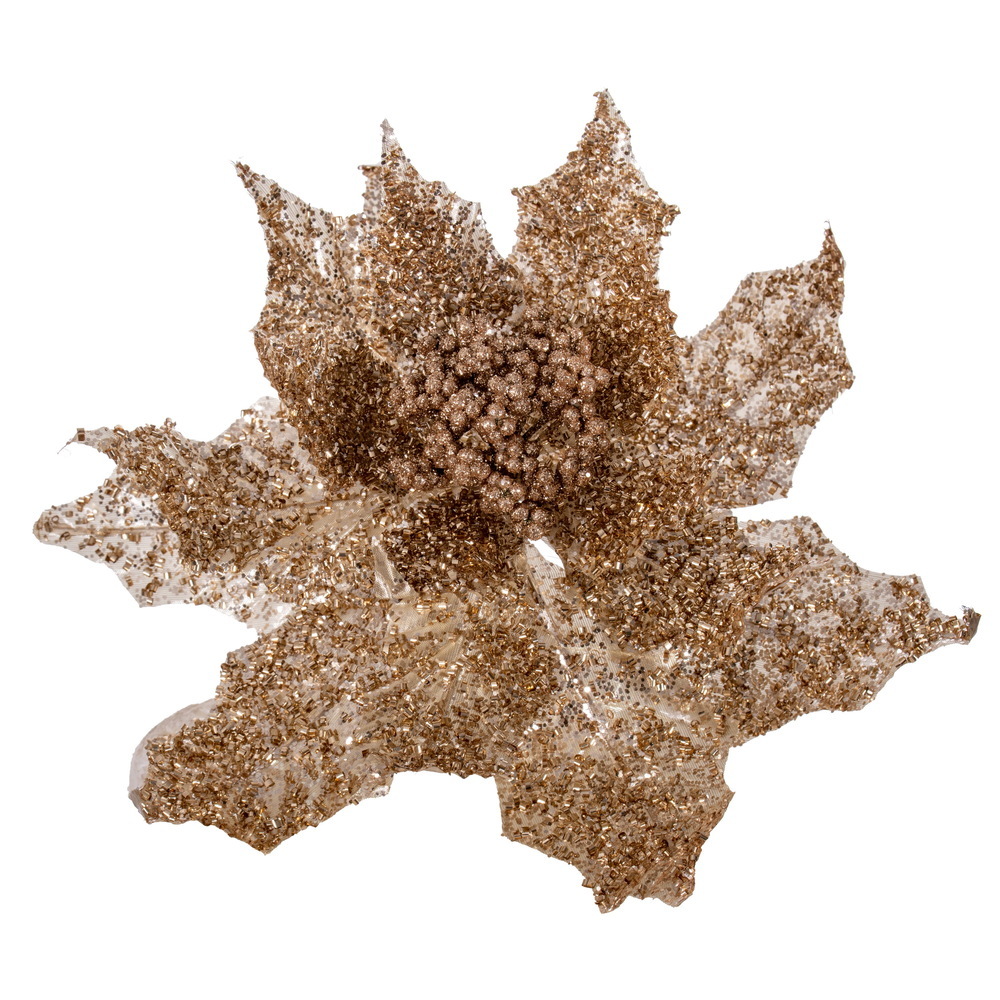 Vickerman Glitter Poinsettia Stem