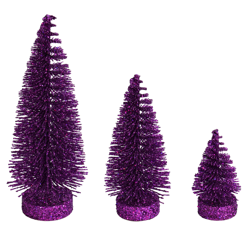 Vickerman Glitter Oval Pine Artificial Christmas Tree Set of 3