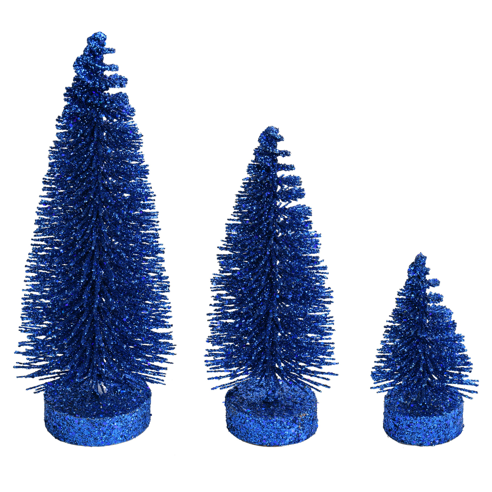 Vickerman Glitter Oval Pine Artificial Christmas Tree Set of 3