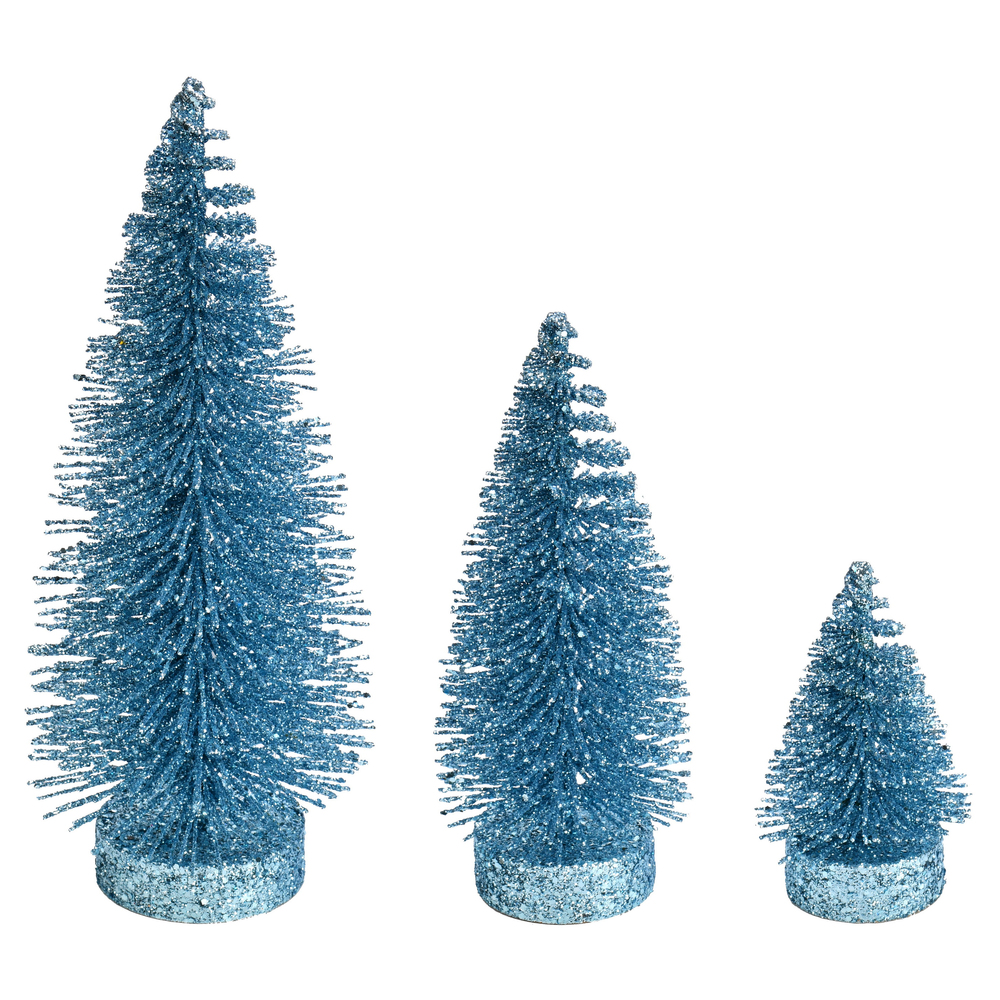 Vickerman Glitter Oval Pine Artificial Christmas Tree Set of 3