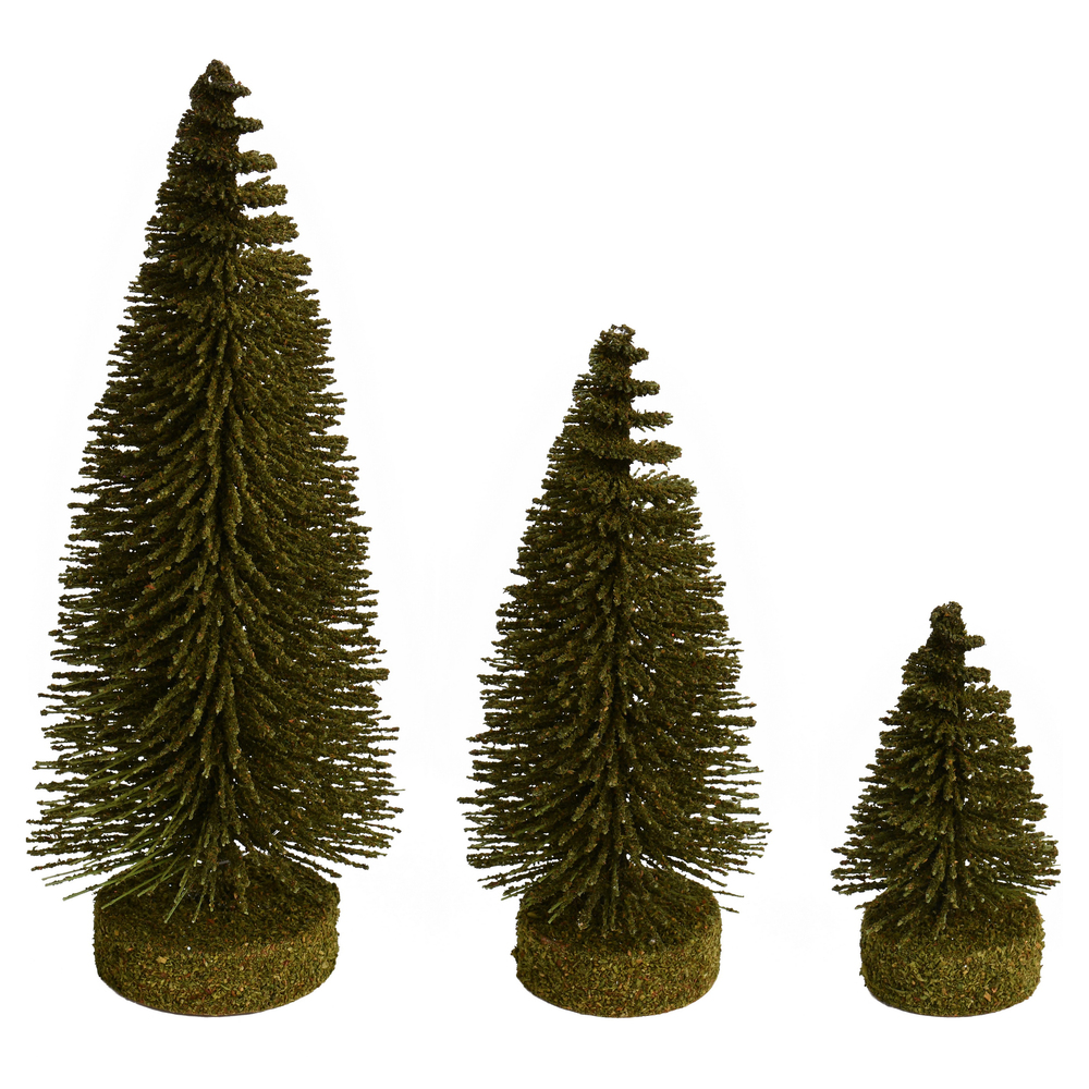 Vickerman Glitter Oval Pine Artificial Christmas Tree Set of 3