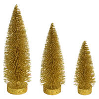 7"-9"-11" Gold Glitter Oval Tree 3/Set