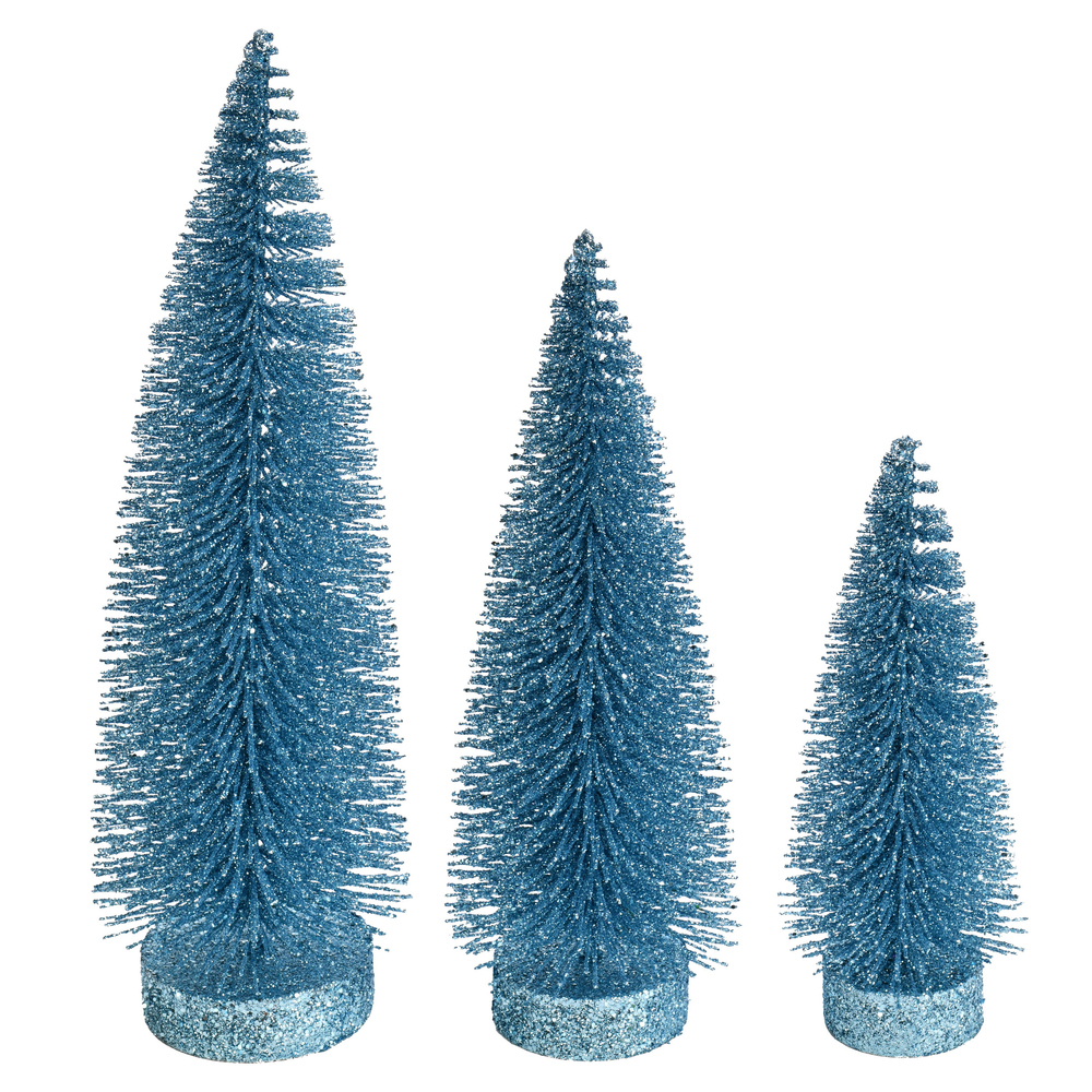 Vickerman Glitter Oval Pine Artificial Christmas Tree Set of 3