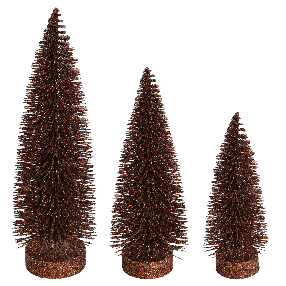Vickerman Glitter Oval Pine Artificial Christmas Tree Set of 3