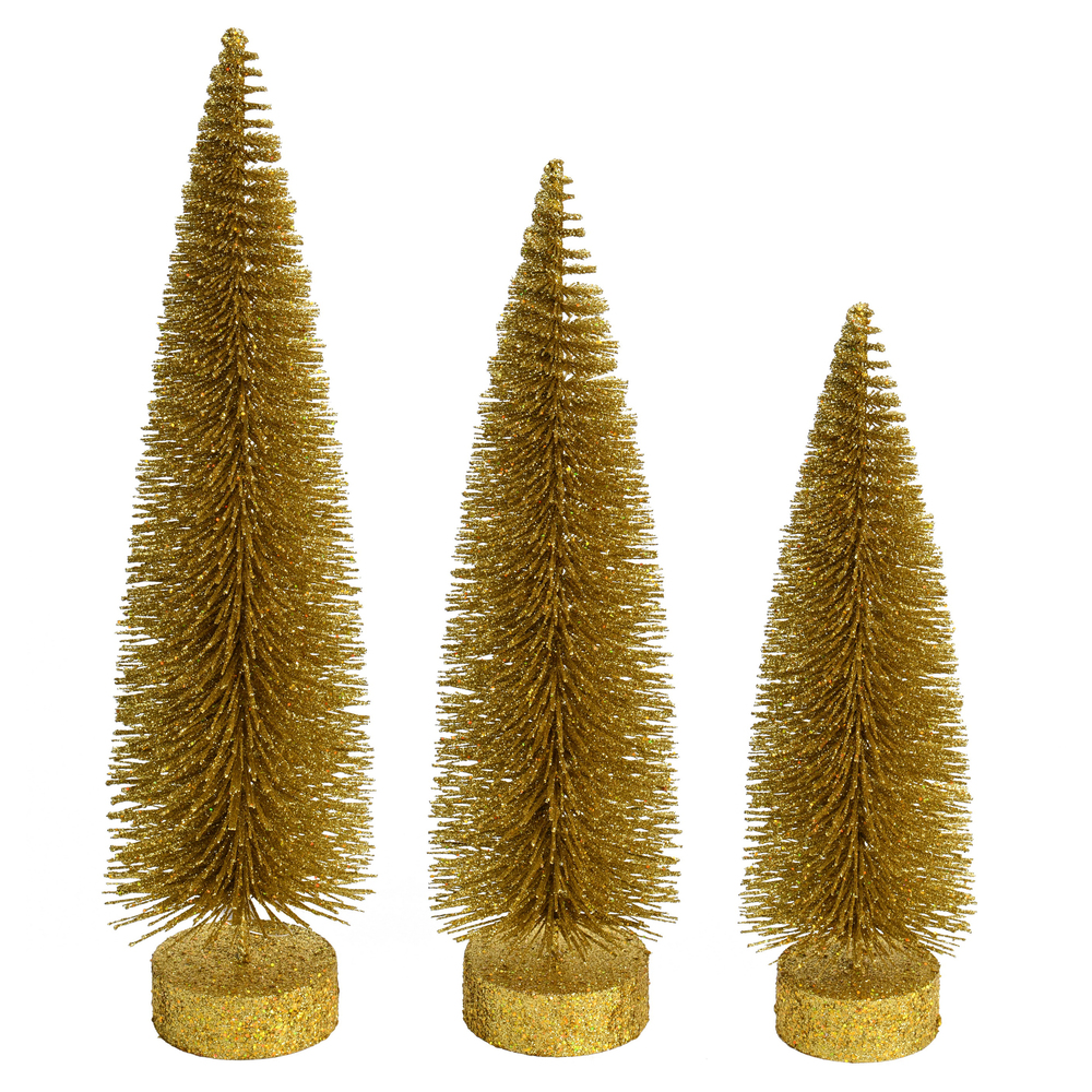 Vickerman Glitter Oval Pine Artificial Christmas Tree Set of 3