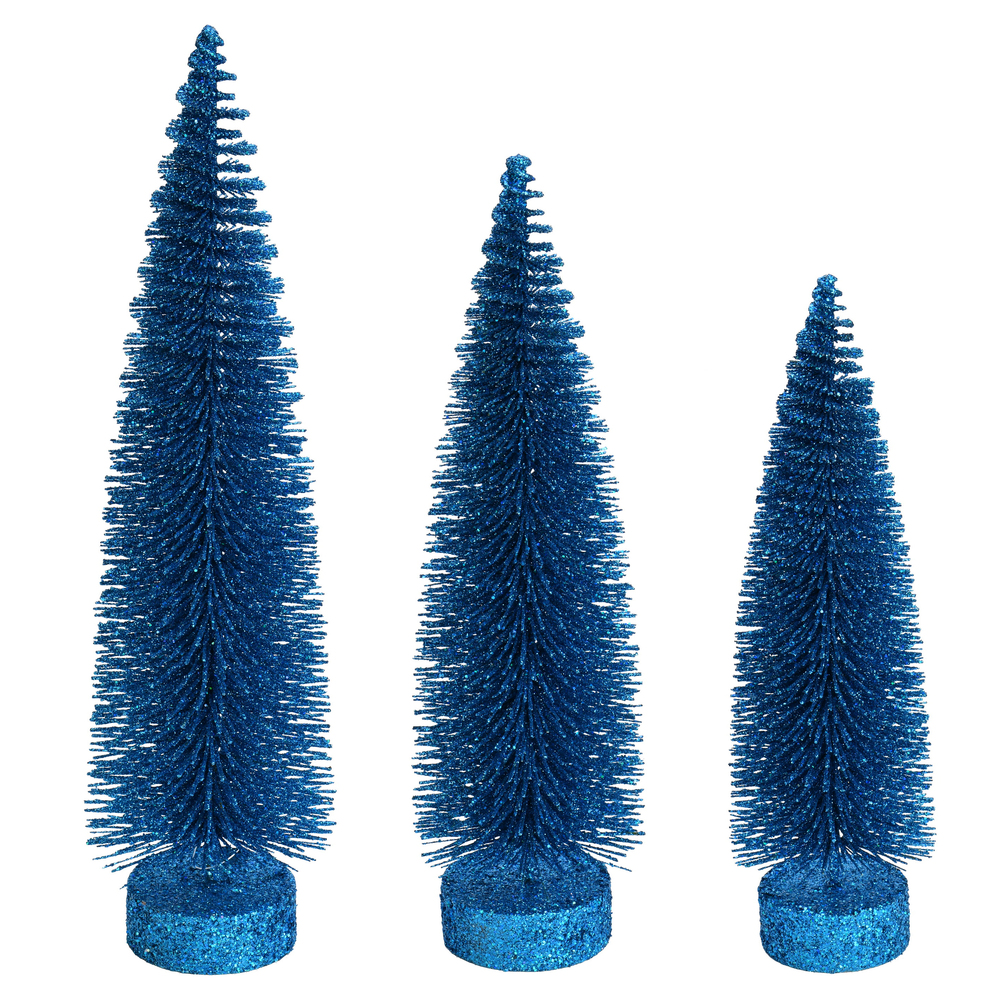 Vickerman Glitter Oval Pine Artificial Christmas Tree Set of 3