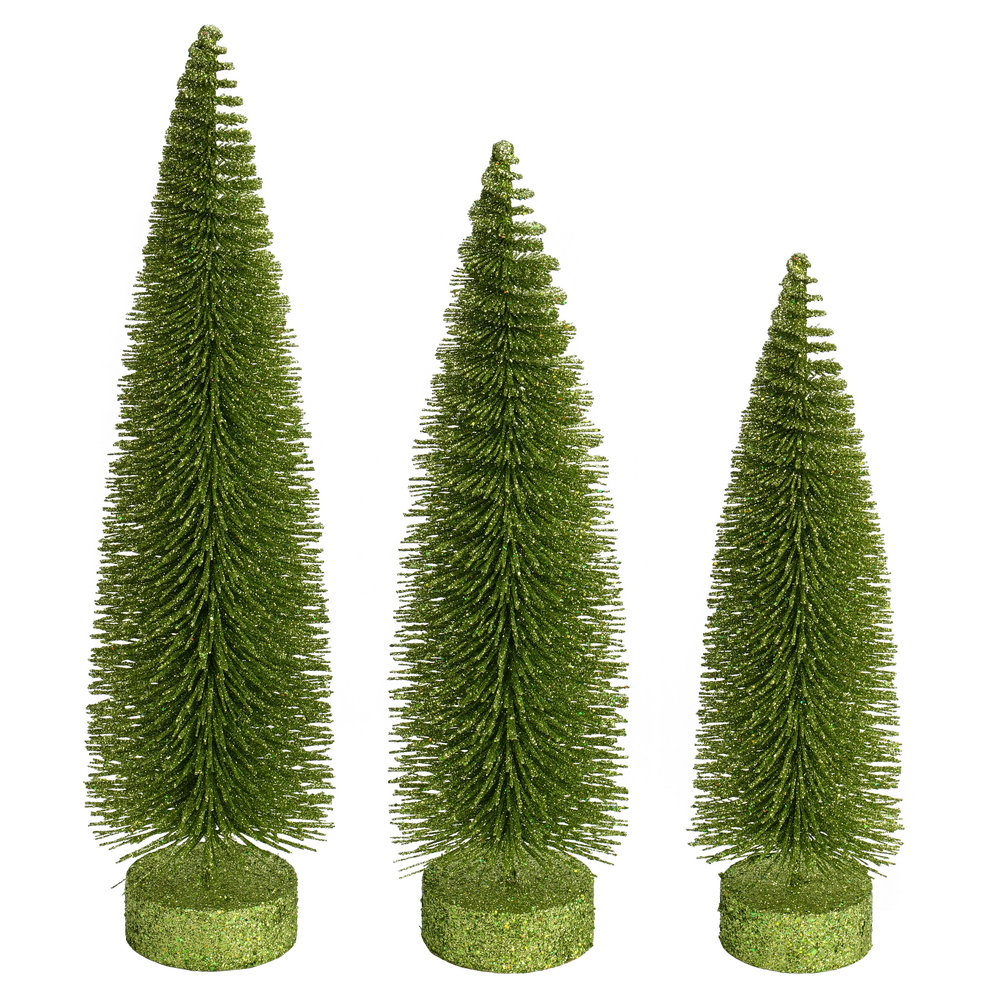 Vickerman Glitter Oval Pine Artificial Christmas Tree Set of 3