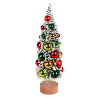 12" Frosted Tree Red-Grn-Gold Balls