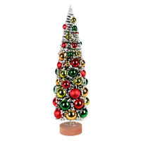 18" Frosted Grn Tree Red-Grn-Gold Balls