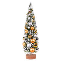 18" Frosted Green Tree Silver-Gold Balls