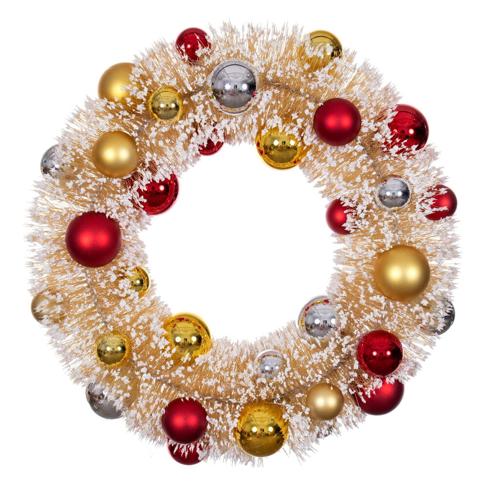 Vickerman 18" Frosted Wreath with Ball Ornaments