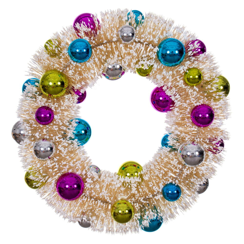 Vickerman 18" Frosted Wreath with Ball Ornaments