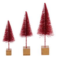 Vickerman 8"-10"-12" Sisal Bottle Brush Tree with Glitter, Square Base