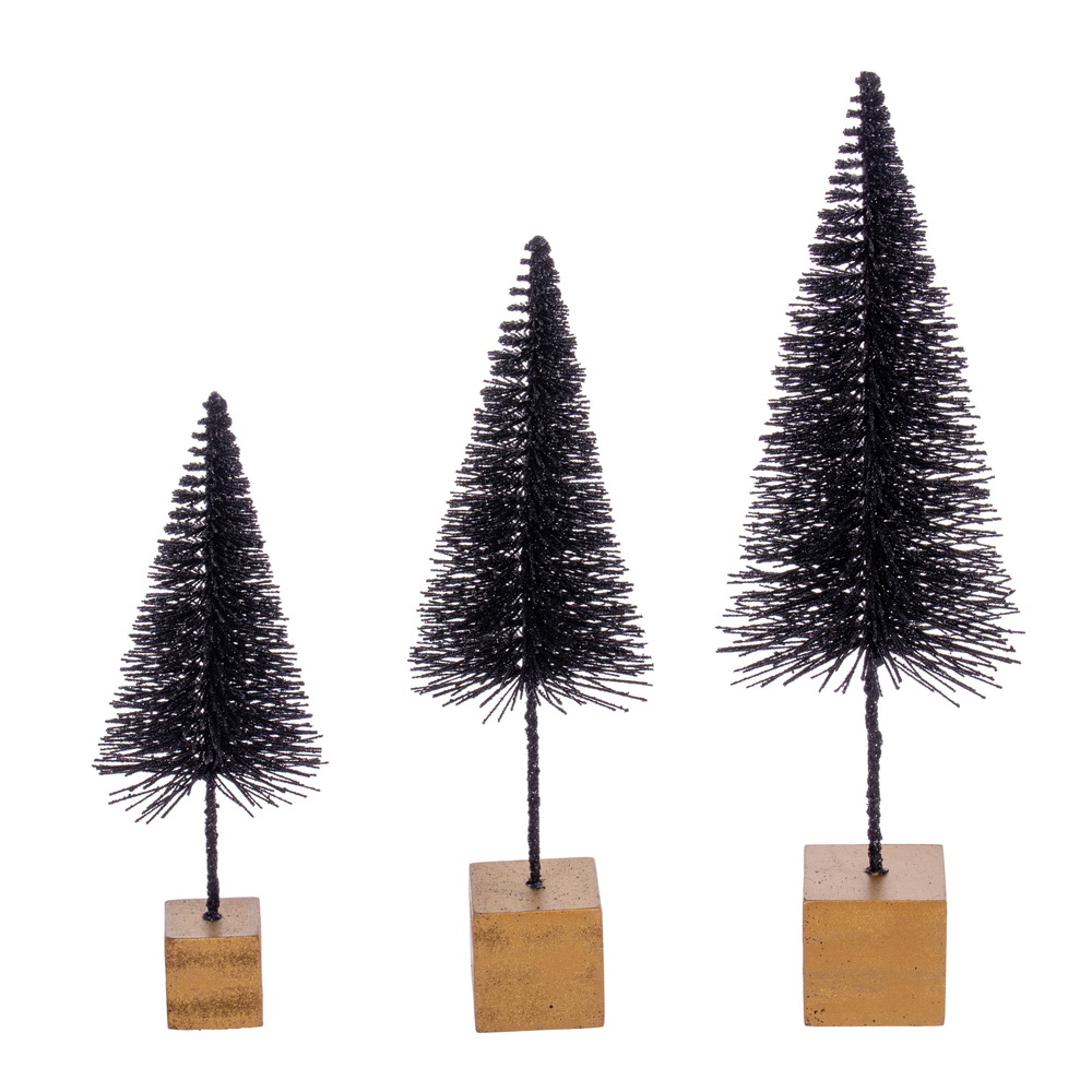 Vickerman 8"-10"-12" Sisal Bottle Brush Tree with Glitter, Square Base