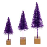 Vickerman 8"-10"-12" Sisal Bottle Brush Tree with Glitter, Square Base