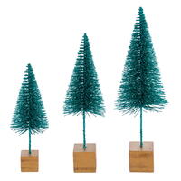 Vickerman 8"-10"-12" Sisal Bottle Brush Tree with Glitter, Square Base
