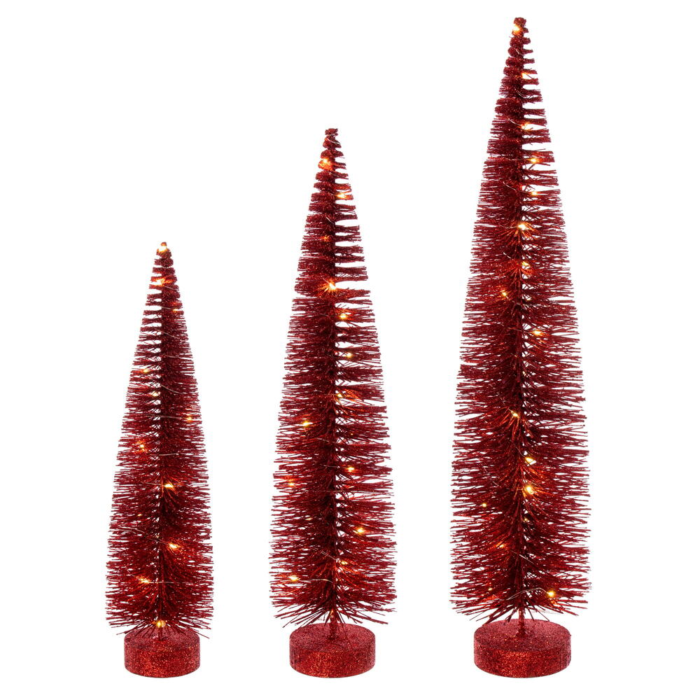 Vickerman Lit Bottle Brush Tree Set