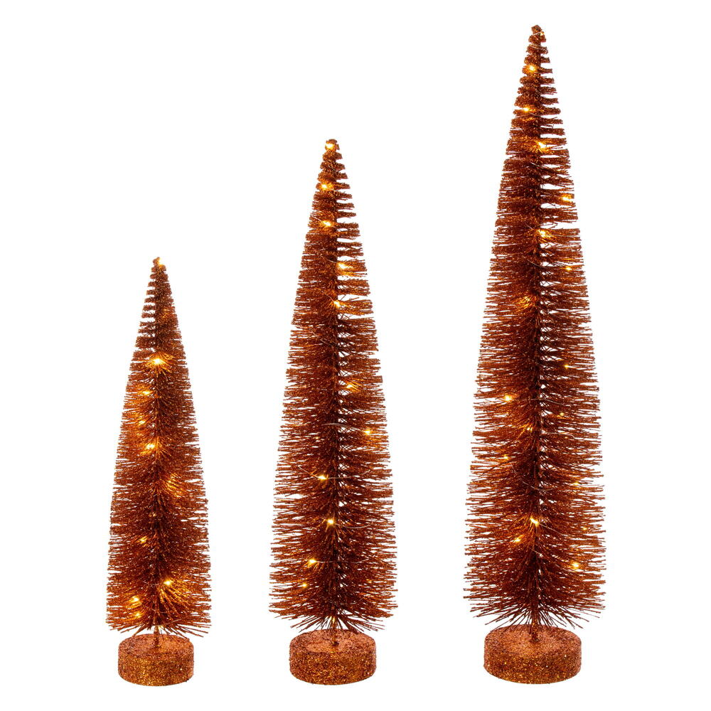 Vickerman Lit Bottle Brush Tree Set