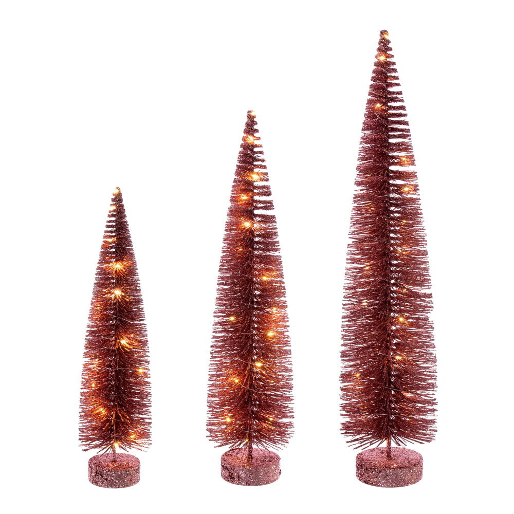 Vickerman Lit Bottle Brush Tree Set