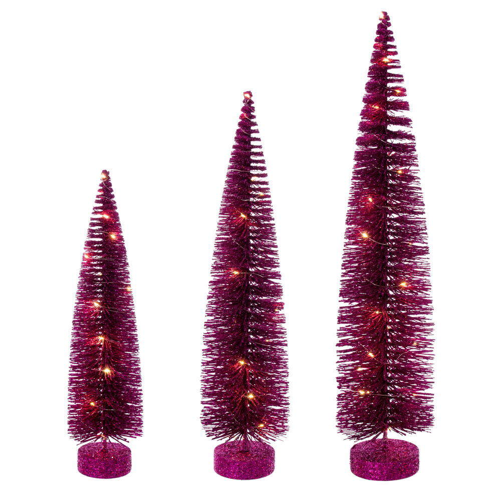Vickerman Lit Bottle Brush Tree Set