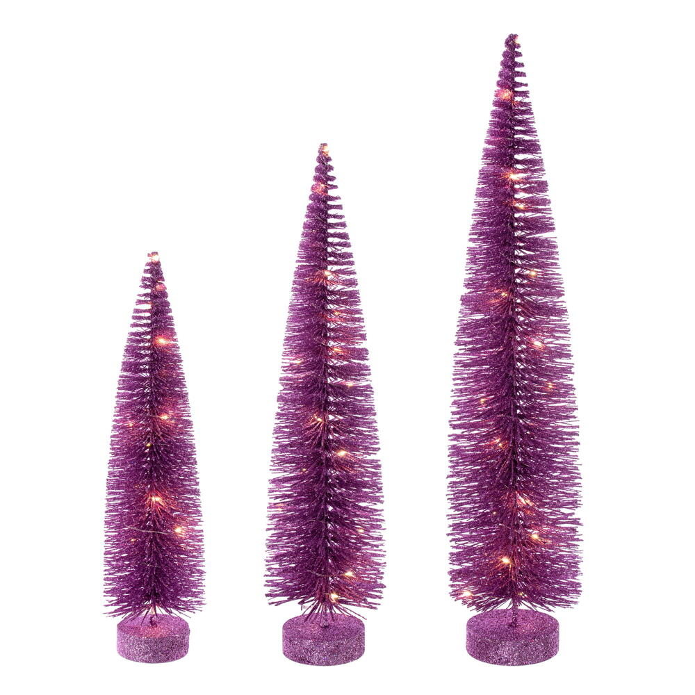 Vickerman Lit Bottle Brush Tree Set