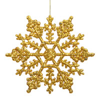 4" Antique Gold Glitter Snowflake 24/Pvc