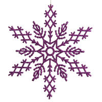 8" Purple Glitter Snowflake 12/Pvc Box