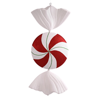 Vickerman Flat Peppermint Candy Christmas Ornament