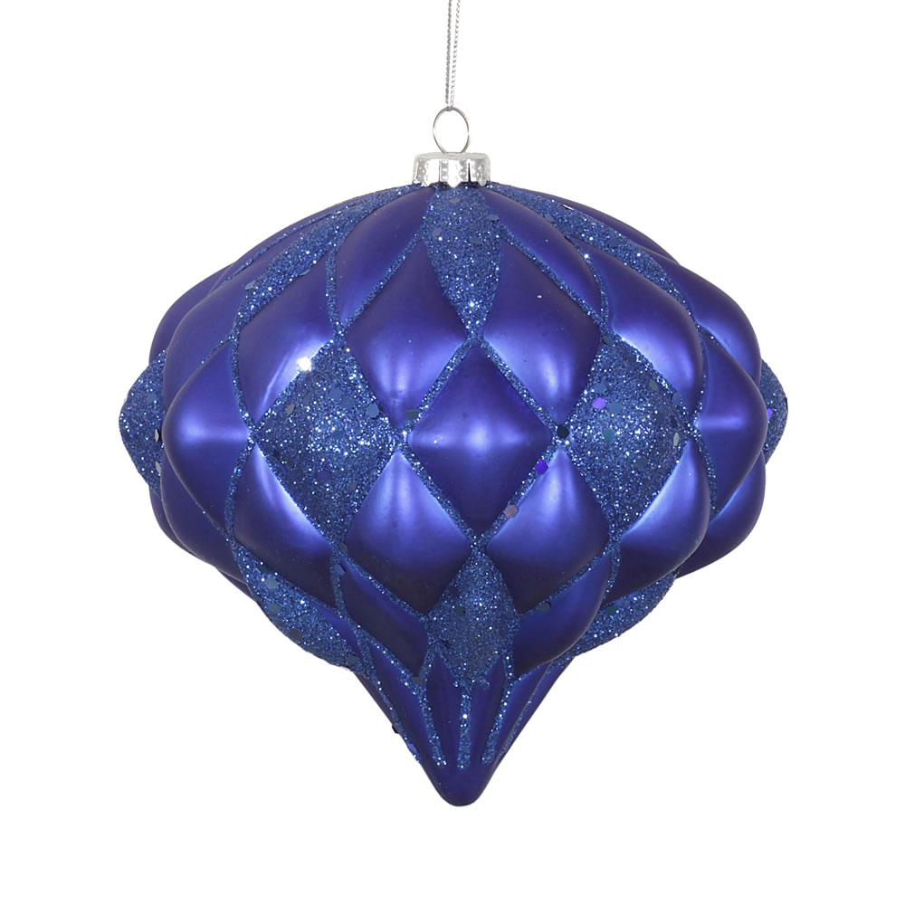 Vickerman 5.7" Matter-Glitter Diamond Onion Ornament