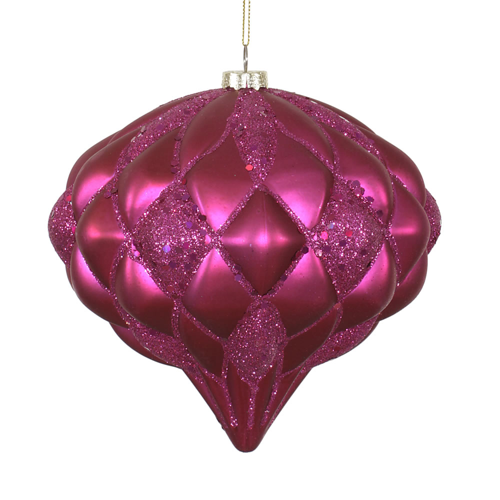 Vickerman 5.7" Matter-Glitter Diamond Onion Ornament
